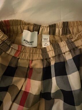 Burberry Kids Beige Check Skirt with Red Accent AUTHENTIC